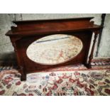 Edwardian inlaid mahogany wall mirror.