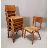 Set of five 1950s bentwood school chairs.