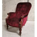 19th C. carved mahogany armchair.