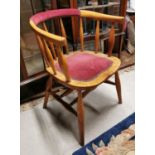 1950s pine open armchair.