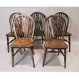 Set of six pine kitchen chairs.