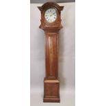19th C. French oak grandfather clock.