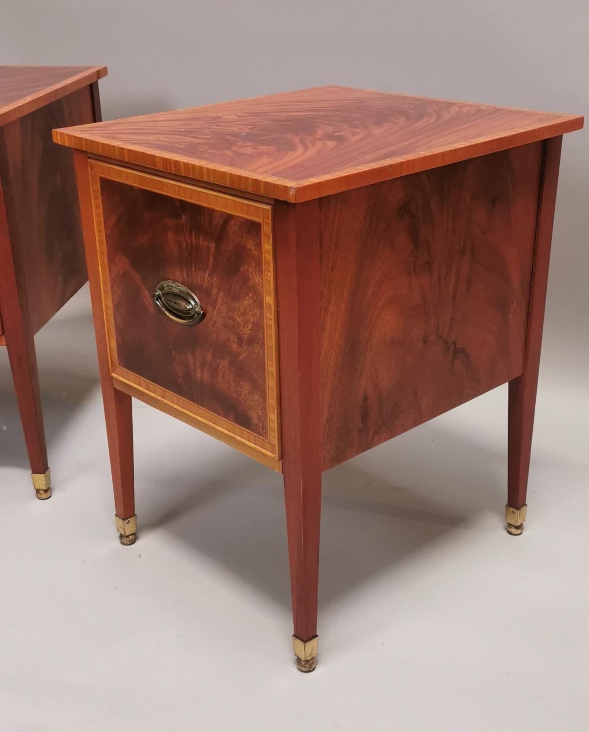 Pair of inlaid mahogany bedside lockers. - Image 2 of 3