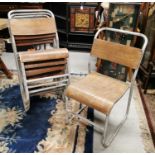 Set of six 1950s metal and wood chairs.