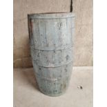 19th C. metal bound wooden grain barrel.