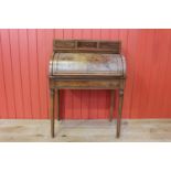 Veneered roll top writing desk