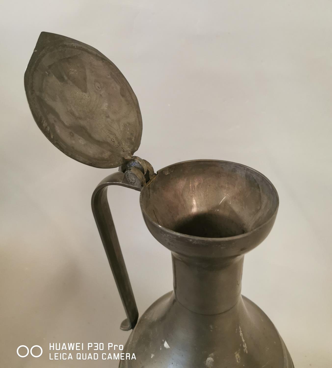 19th C. pewter flagon. - Image 2 of 3