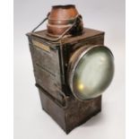 19th C. metal and copper railway signal lamp.