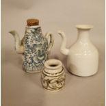 Three piece Oriental ceramic Saki set.