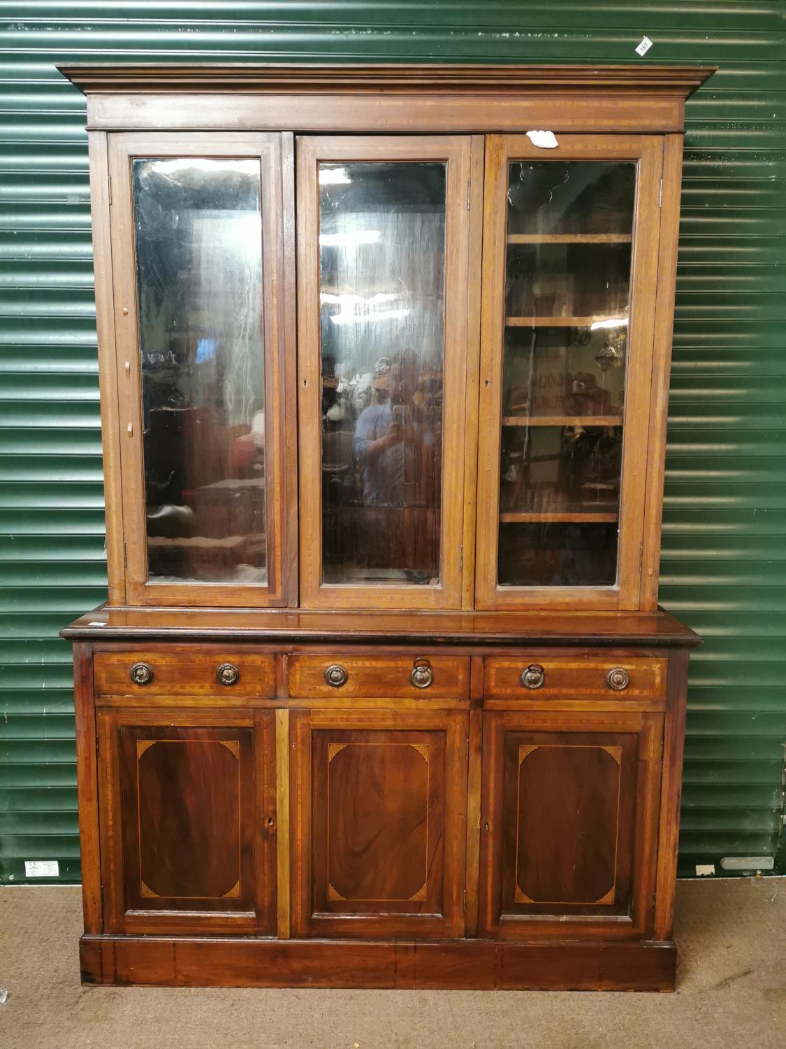 Edwardian inlaid mahogany bookcase.