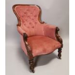 19th C. carved mahogany armchair.