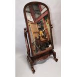 19th. C. mahogany cheval mirror.