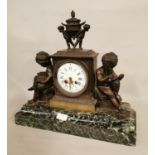 19th C. bronze mantle clock.