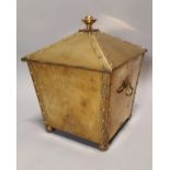 19th C. brass lidded coal bucket.