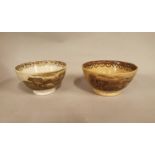 Two 19th C. transfer porridge bowls.