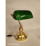 Brass banker's desk lamp.