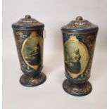 Two 19th C. hand painted sweet tins.