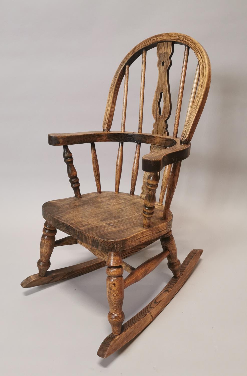 Elm Windsor child's rocking chair