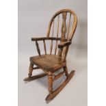 Elm Windsor child's rocking chair
