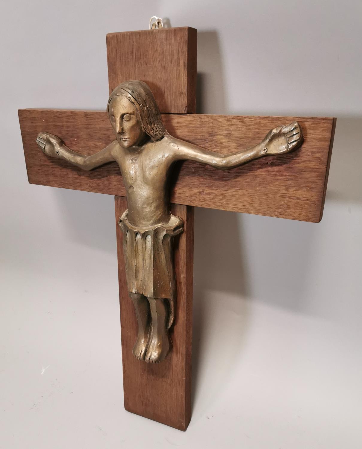 Contemporary crucifix on an oak cross. - Image 3 of 3