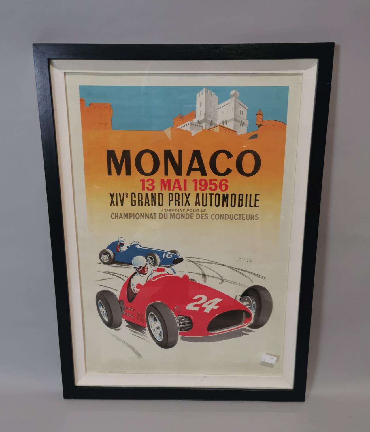 Framed Monaco Grand Prix advertising print.