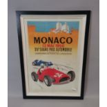 Framed Monaco Grand Prix advertising print.