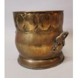 19th C. hand beaten brass coal bucket.