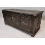 19th C. carved oak blanket box.