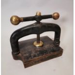 19th C. brass and cast iron book press.