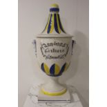 Hand painted Gentiana ceramic lidded urn.