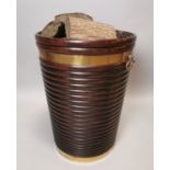 Irish mahogany brass bound peat bucket.