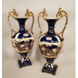 Pair of 19th. C. hand painted vases.