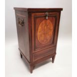 Edwardian mahogany and satinwood coal locker.