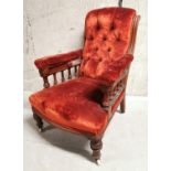 19th C. mahogany and upholstered library chair.