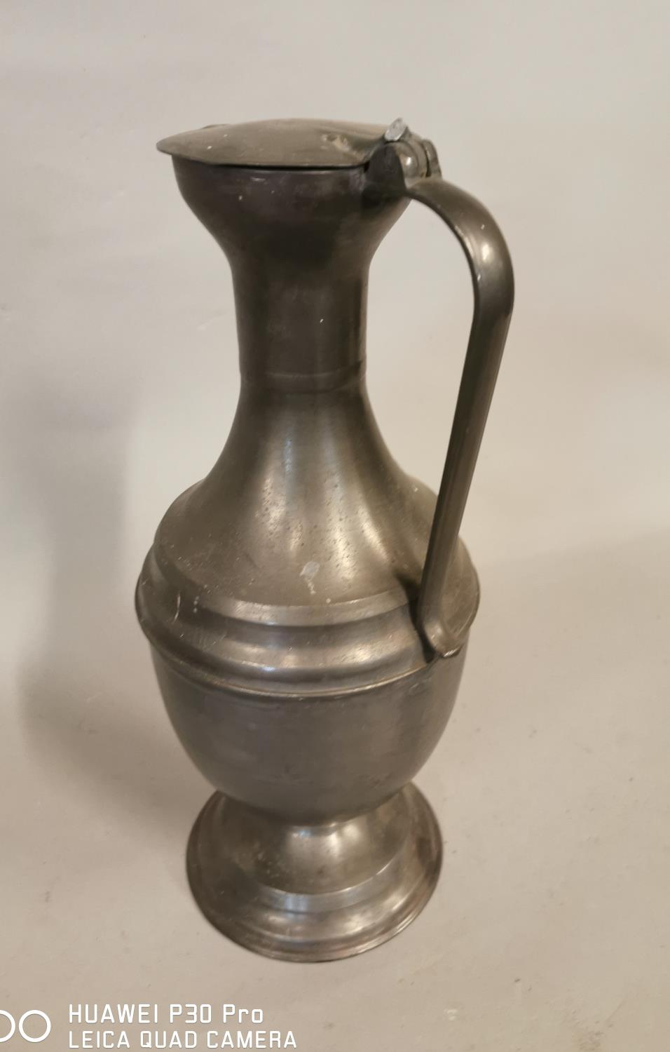 19th C. pewter flagon. - Image 3 of 3