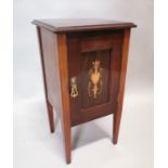 Edwardian inlaid rosewood pot cupboard.