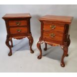 Pair of mahogany bedside lockers.