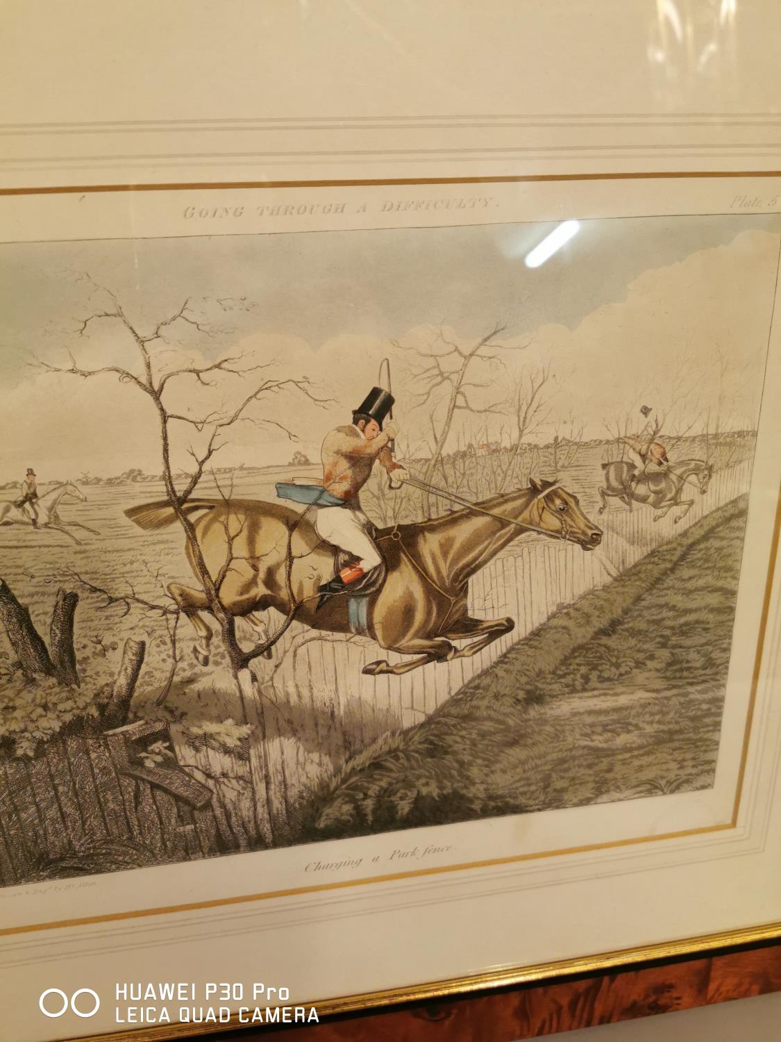 Framed 19th C. coloured hunting print. - Image 2 of 4