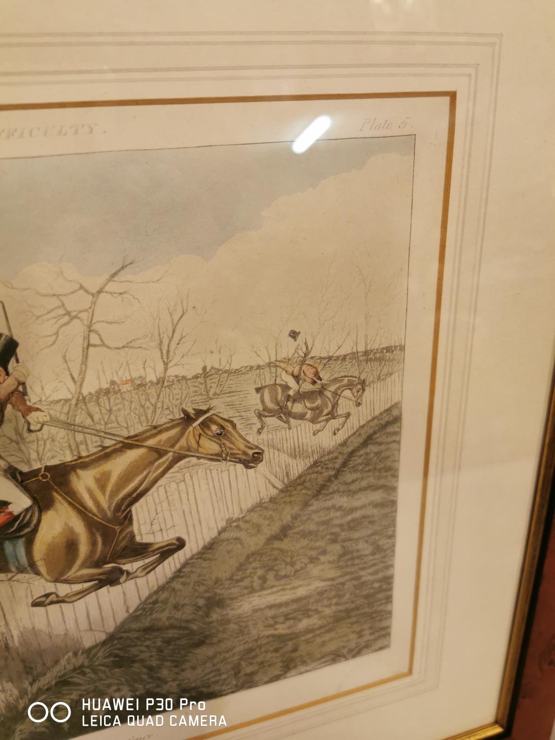 Framed 19th C. coloured hunting print. - Image 4 of 4