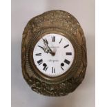 19th C. French brass wall clock.