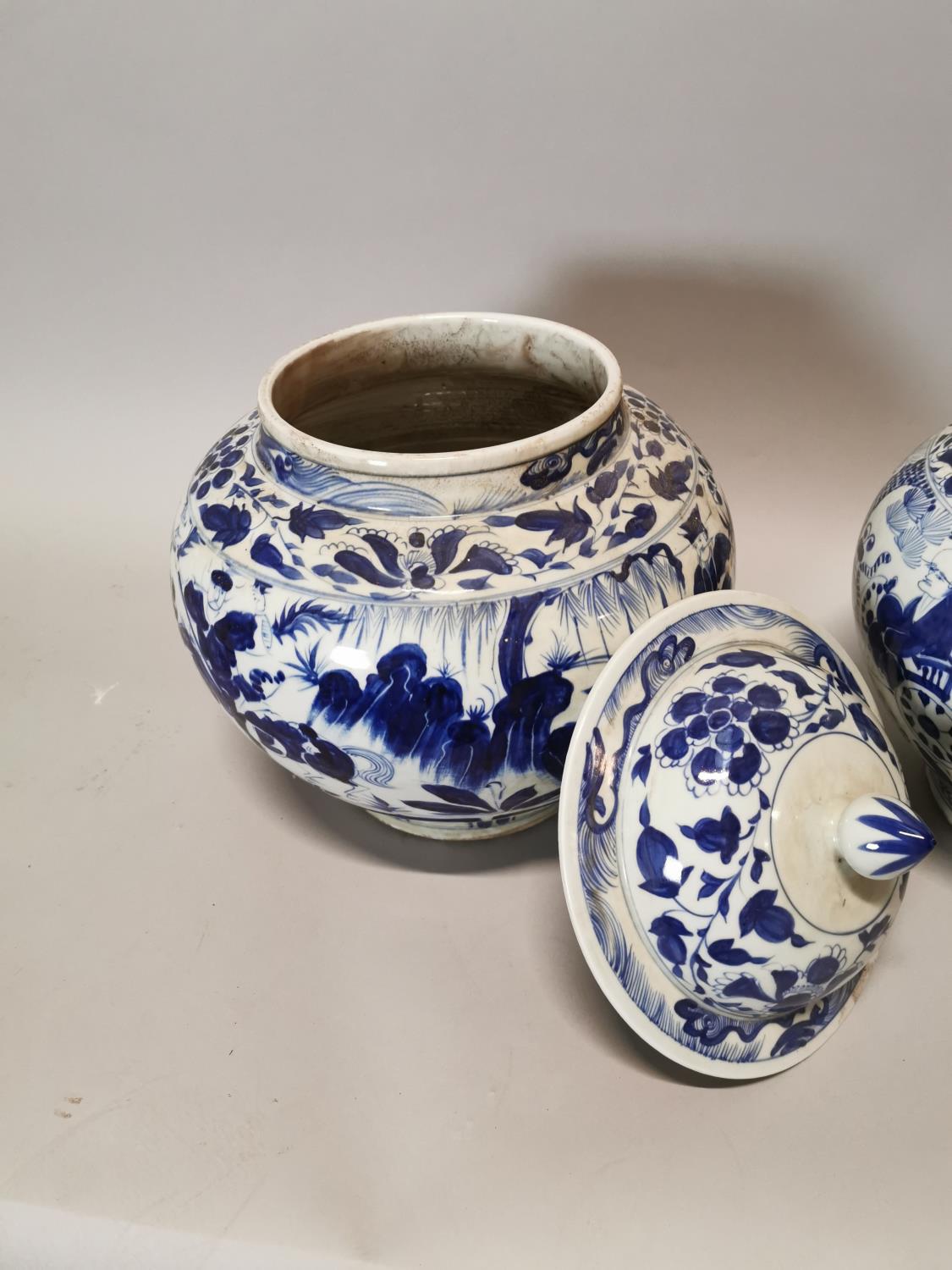 Pair of Oriental blue and white ceramic vases. - Image 3 of 3