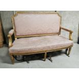 19th C. giltwood and gesso upholstered sofa.