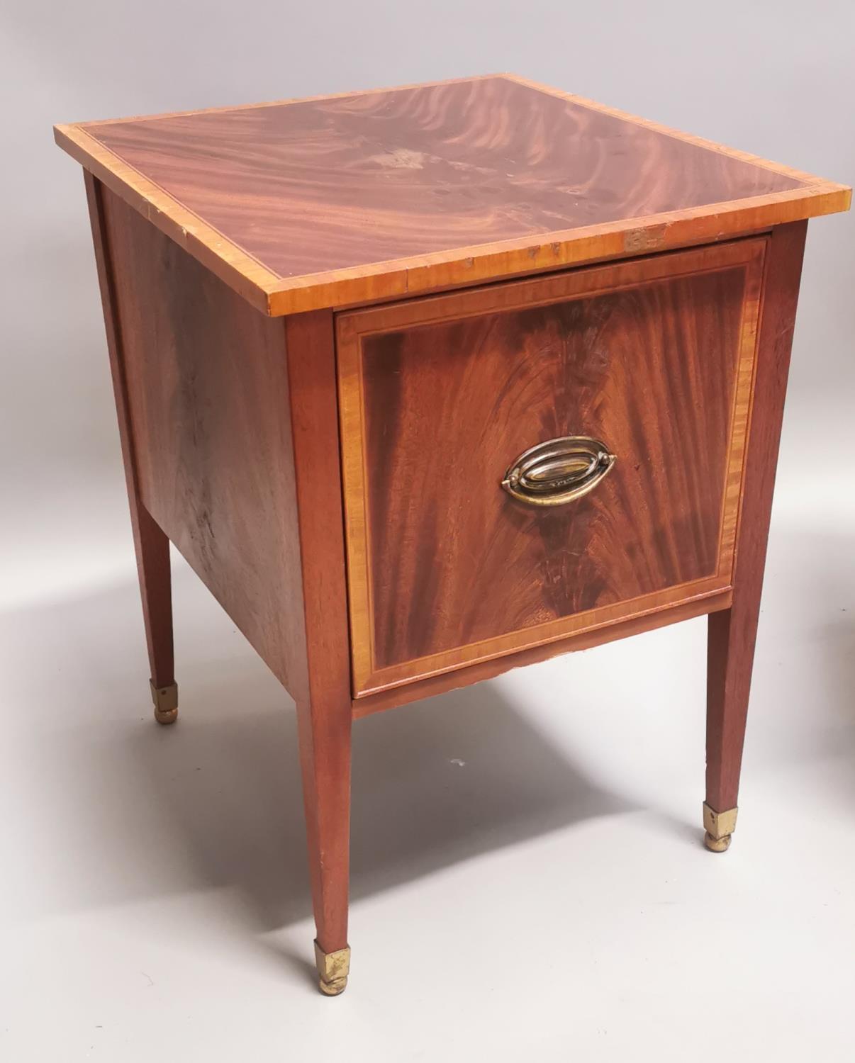 Pair of inlaid mahogany bedside lockers. - Image 3 of 3