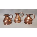 Three early 19th C. copper hay stack measures.