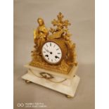 19th C. gilded metal mantle clock.
