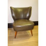 Mid century style leather upholstered side chair