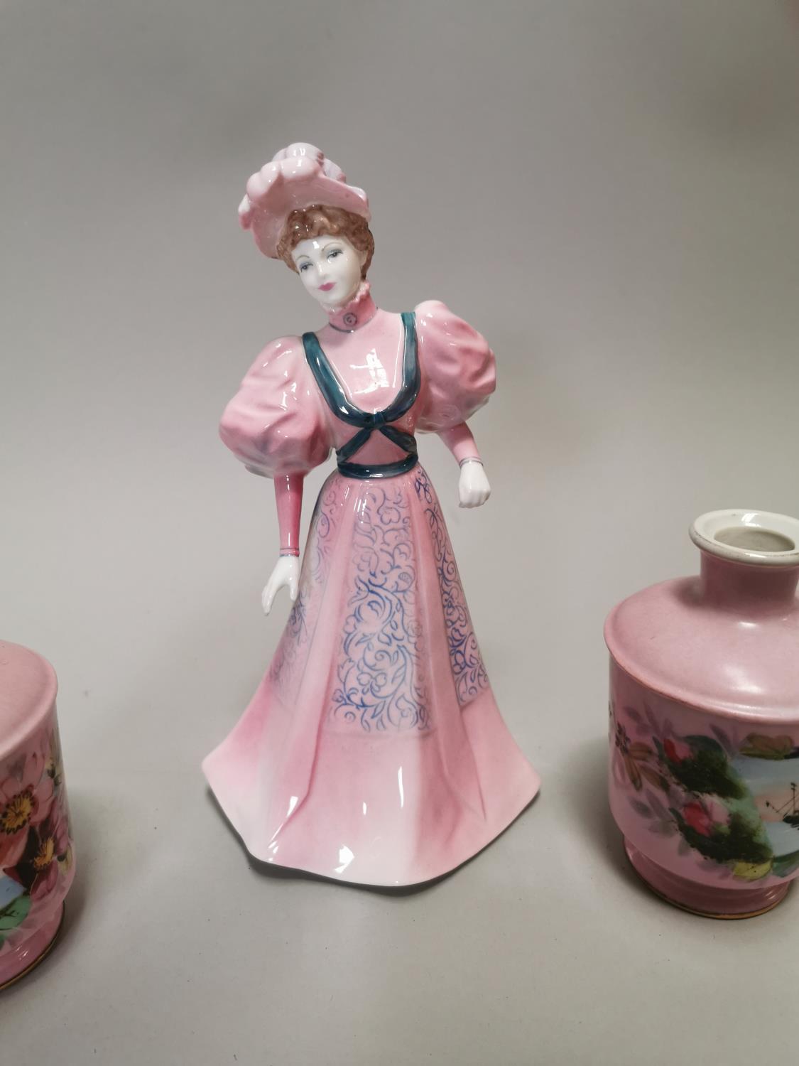 Two 19th C. hand painted ceramic vases and figure. - Image 3 of 3