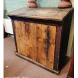 Early 20th C. pitched pine tellers desk.