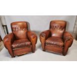 Pair of 1940's leather club chairs.