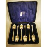 Set of six English silver tea spoons